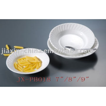 Vaisselle en porcelaine de restaurant de couleur blanche JX-PB018